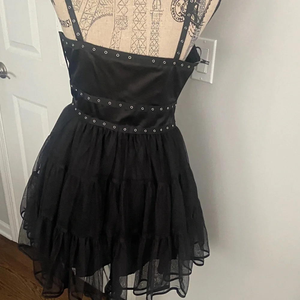 XOXO Black Studded gothic Mini Dress size-7 - Picture 4 of 8